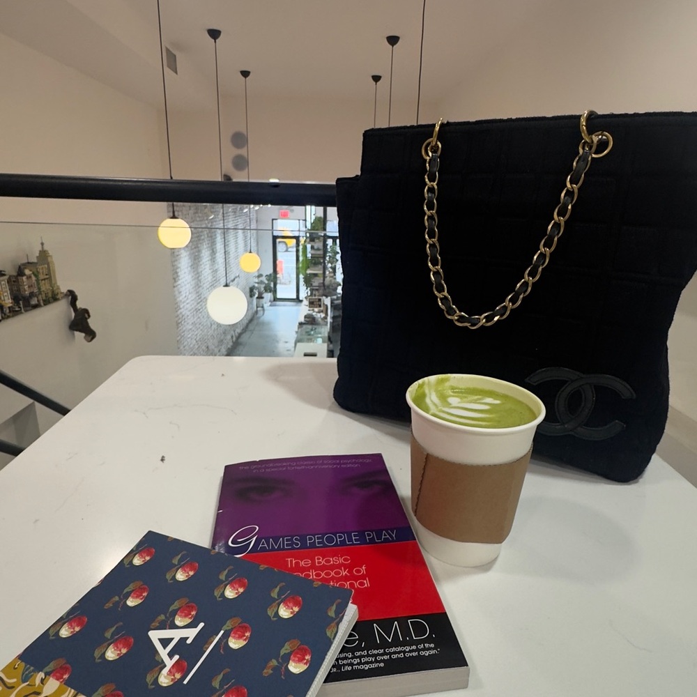 Black Quilted Tote Bag with Gold Chain